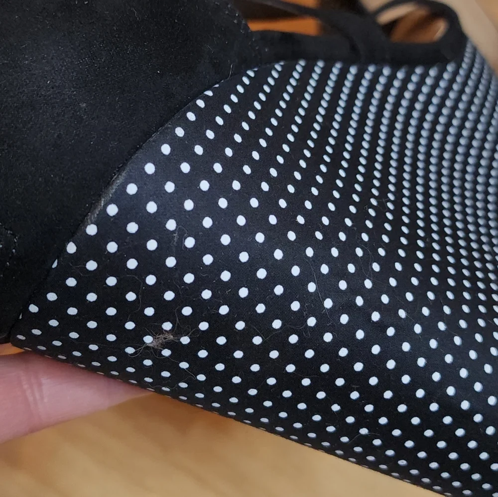 Size 13W Torrid Black Polka Dot Strappy Ankle Wrap Platform Wedge‎ Shoe Sandal